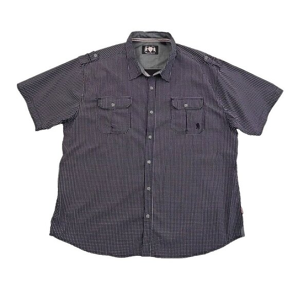Lions Crest English Laundry Shirt Men's 4X Button Short Sleeve Navy Blue EUC - Picture 1 of 14